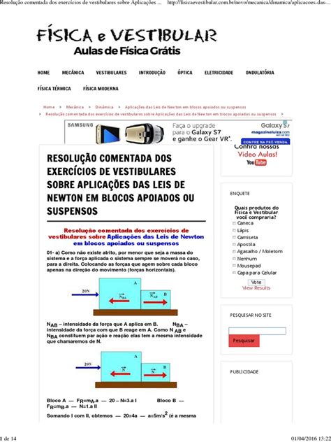 PDF Resolução Comentada Dos Exercícios de Vestibulares Sobre