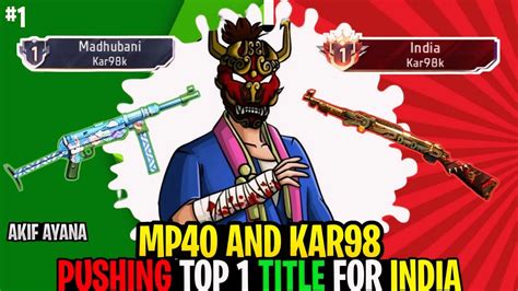 Pushing Top 1 Weapon Glory Title In Mp40 And Kar98 🔥 Free Fire Duo