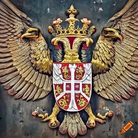 Serbian Coat Of Arms With Black Two Headed Eagle On Craiyon