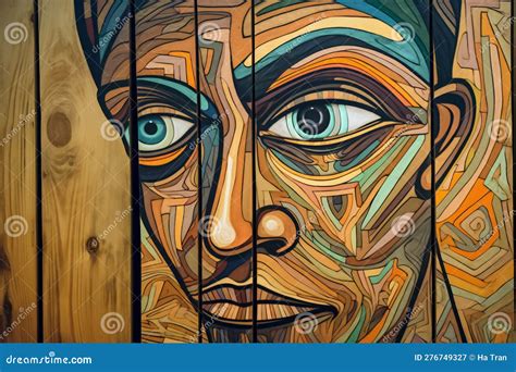 Face Painted in the Style of Vincent Van Gogh on a Wooden Background ...