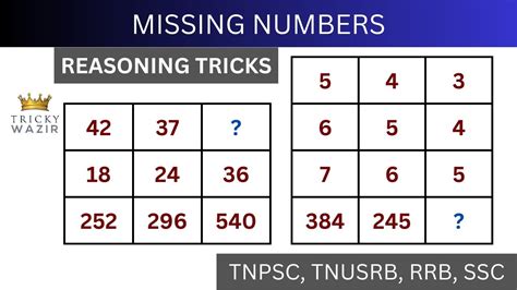 MISSING NUMBERS REASONING TOPIC TNUSRB TNPSC RRB SSC FOR ALL