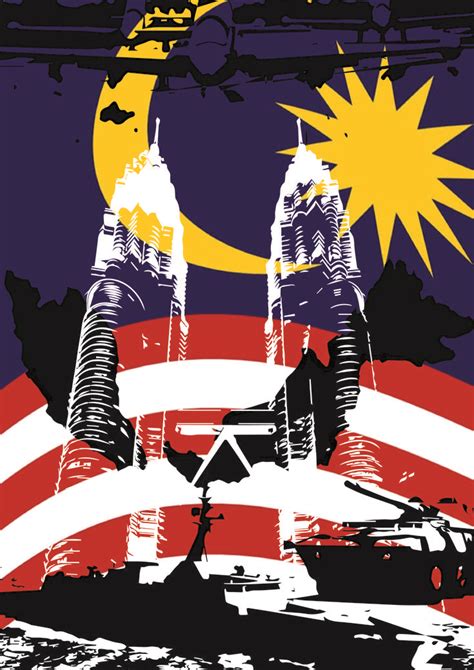 Malaysia Flag Poster with Iconic Towers and Stars