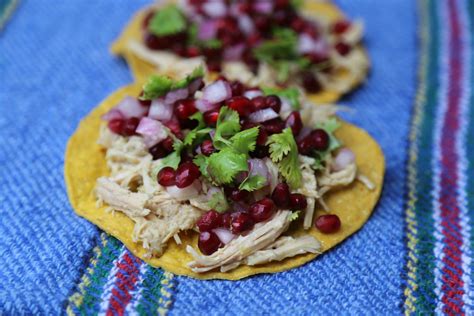 Shredded Chicken Tostadas With Pomegranate Salsa Sweet Life