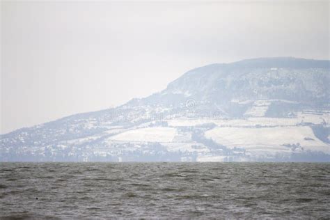 Lake Balaton at Balatonszemes Stock Photo - Image of harbour, mountain ...