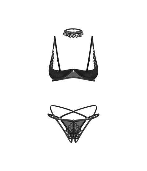 Ensemble Lingerie Ouverte Pi Ces Noir