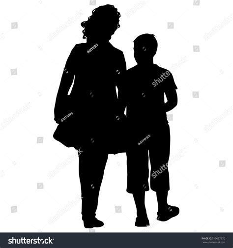 Black Silhouettes Family On White Background Stock Vector (Royalty Free) 519667270 | Shutterstock