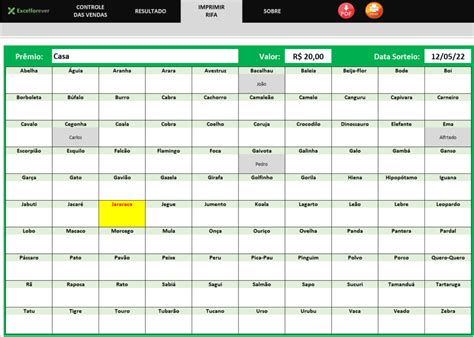 Tipos De Cartela De Rifa Como Fazer Rifa No Excel Passo A Passo Excel