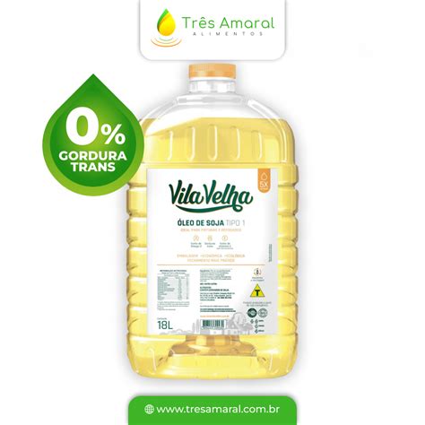 Óleo de Soja Vila Velha BBN 18L Três Amaral Alimentos