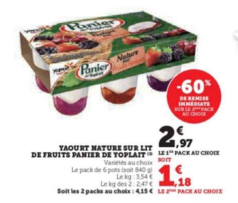 Promo Yaourt Nature Sur Lit De Fruits Panier De Yoplait Chez Hyper U