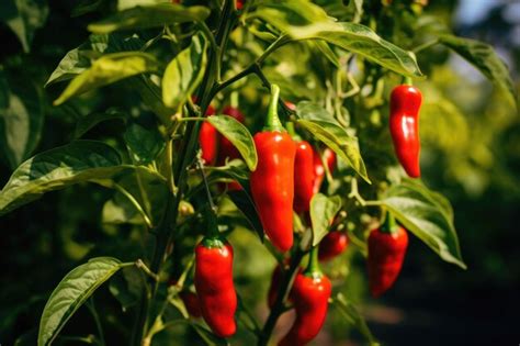 Premium AI Image Sweet Red Pepper Growing In Greenhouse At The Farm