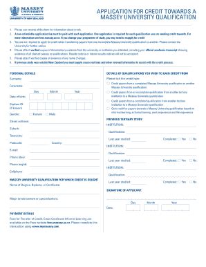 Fillable Online Massey Ac Application For Credit Towards A Massey