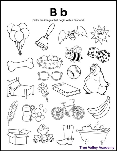 Letter B Sound Phonics Worksheets Tree Valley Academy