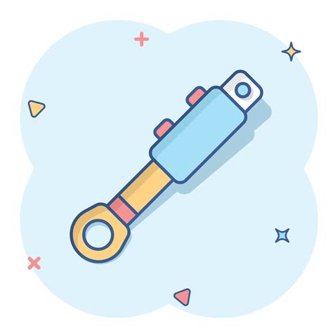 Hydraulic Icon In Comic Style Cylinder Cartoon Vector Illustration On