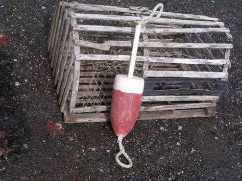 Maine Lobster Trap Buoy White Brown Pot Bouy Float Tiki Pool Etsy