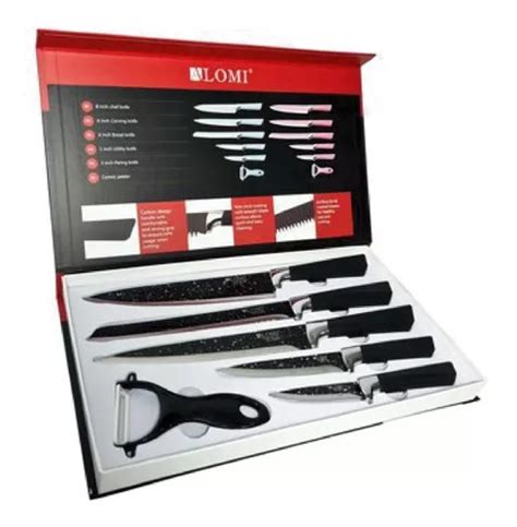 Set X6 Juego De Cuchillos Lujo Grandes Pelador King Gris Cuotas Sin