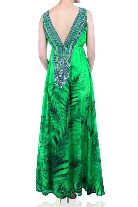 High Slit Green Maxi Dress Shahida Parides