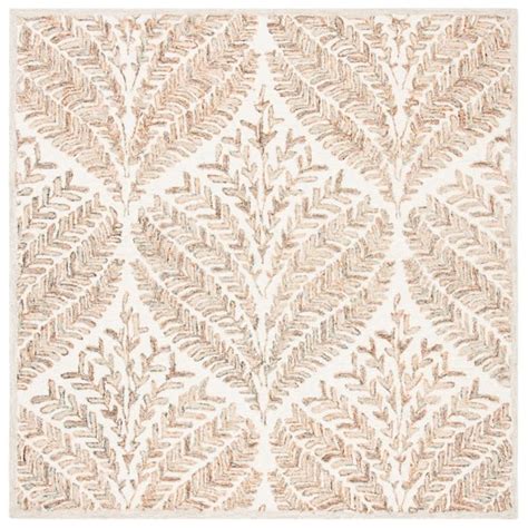 SAFAVIEH Capri Ivory Brown Doormat 3 Ft X 3 Ft Geometric Leaf Square