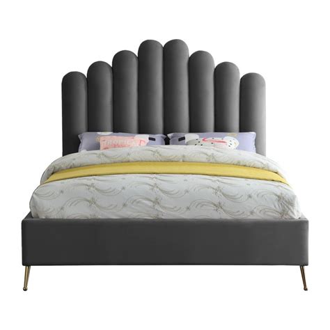 Lily Biscuit Tufted Twin Performance Velvet Headboard In Gray Hyme