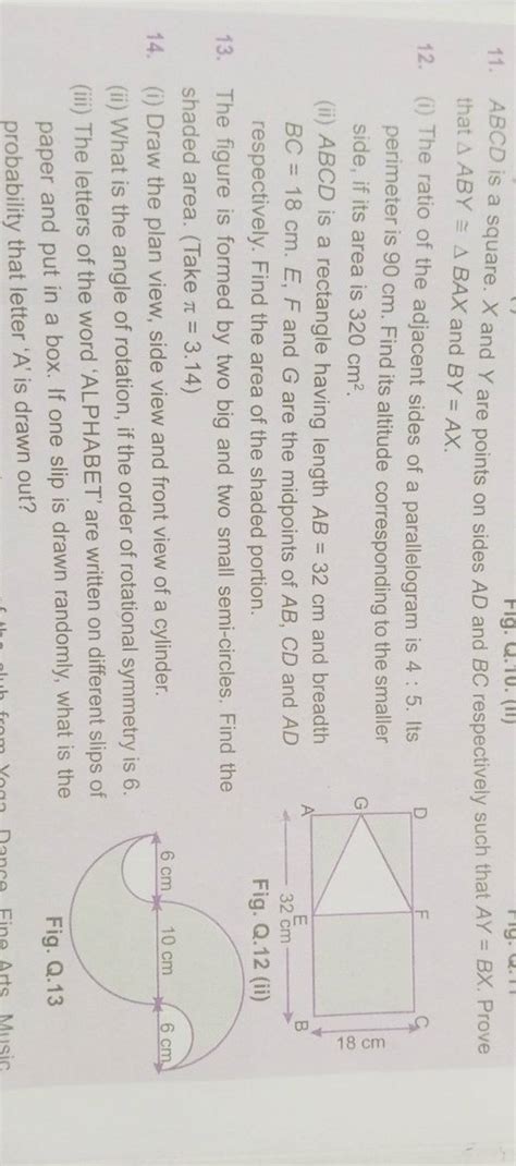 Abcd Is A Square X And Y Are Points On Sides Ad And Bc Respectively