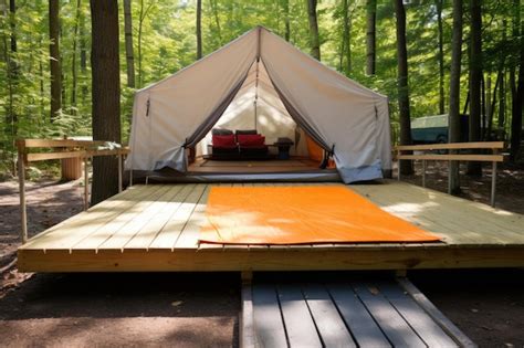 Premium AI Image | Tent built on wooden platform for accessible camping