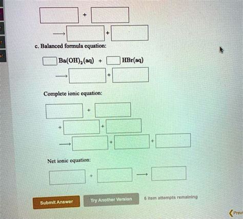 Solved Balanced Formula Equation Baoh Aq Hbraq Complete Ionic