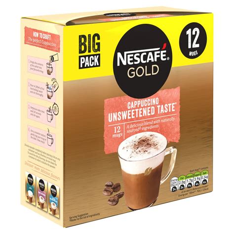 Nescafe Gold Cappuccino Unsweetened Instant Coffee Sachets 12 per pack ...