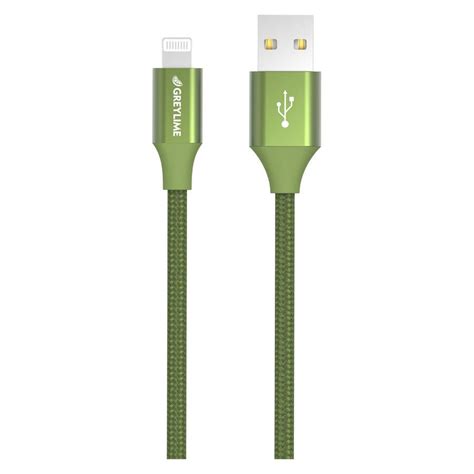 GreyLime Braided USB A til MFi Lightning Kabel Grøn 2 m Powerbanken dk