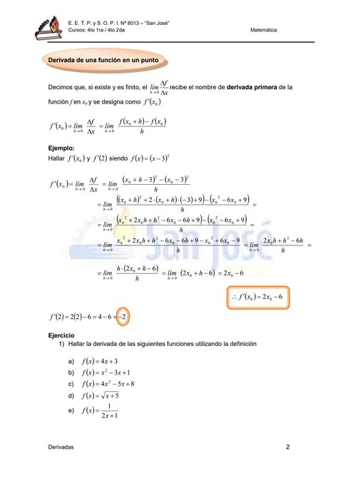 SOLUTION Derivadas 1 Studypool