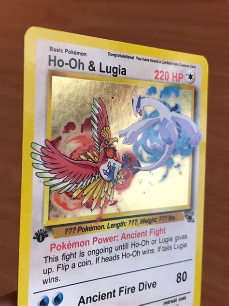 Ho Oh Lugia Holo Custom Pokemon Card Great Artwork Gold Etsy Ireland