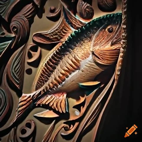 Intricate Fish Carving Artwork On Craiyon