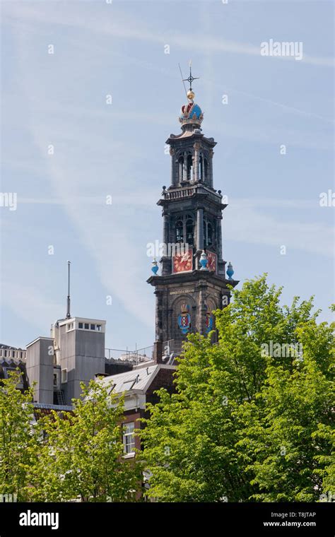 Bell tower of the Westerkerk in Amsterdam Stock Photo - Alamy