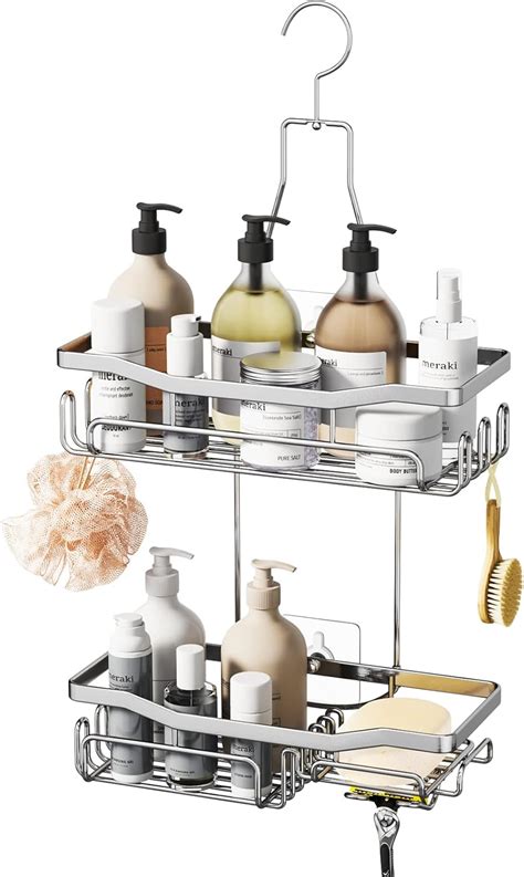 Hapirm Hanging Shower Caddy No Drilling Shower Shelf With Razor And