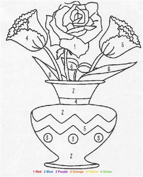 vibrant flower color  number coloring pages color  number flower