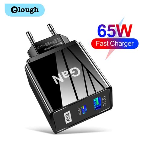 Elough 65W GaN USB Charger PD Smart Fast Charging Cell Phone Charging