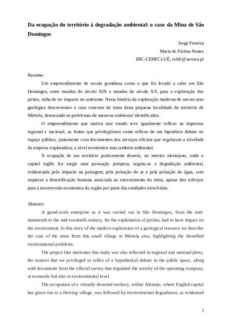 PDF Da ocupação do território à degradação ambiental o