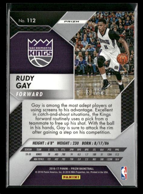 2016 17 Panini Prizm 112 Rudy Gay Blue Wave Prizms 99 EBay