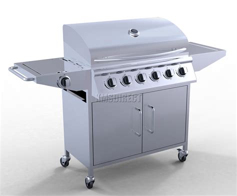 6 Brenner Bbq Gas Grill Edelstahl Grill 1 Seite Silber Outdoor