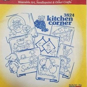 Kitchen Corner Aunt Martha S 3824 Vintage Embroidery Hot Iron Transfer Pattern Etsy