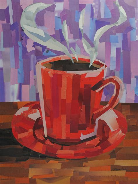 Red Coffee Cup Collage Megan Coyle Artist And Illustrator