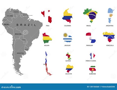 South America. Territories of Countries on South America Continent ...