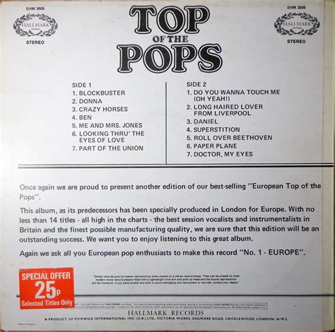 Top Of The Pops European Edition Vol Lp Vinyl