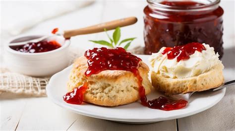 Premium AI Image | homemade british scones with cream cheese