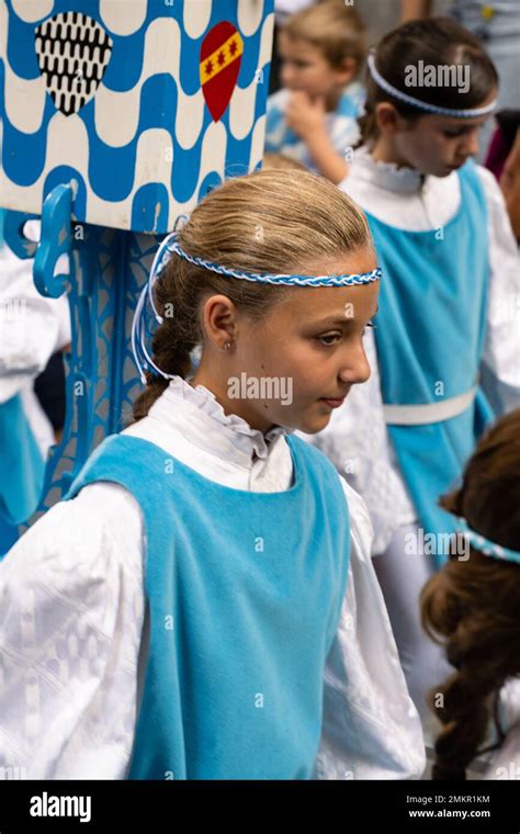 Siena Italy August Girl Of The Contrada Capitana Dell Onda