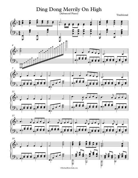 Free Piano Arrangement Sheet Music Ding Dong Merrily On High Michael Kravchuk