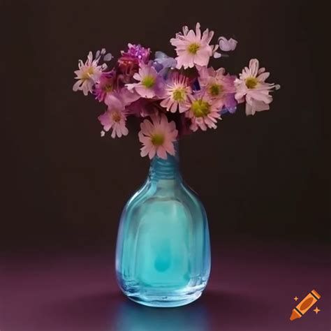 Colorful Glass Vase Filled With Flowers On Craiyon