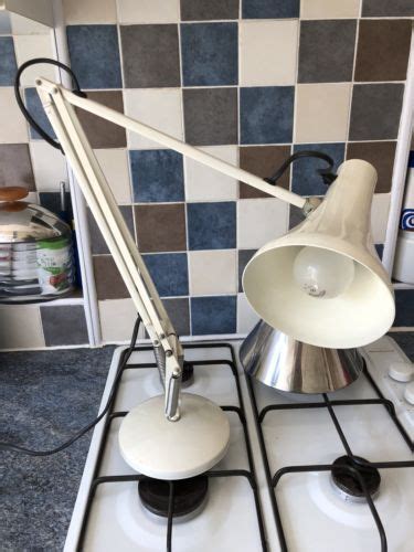 Vintage Herbert Terry Model 90 Anglepoise Desk Lamp In White Antique