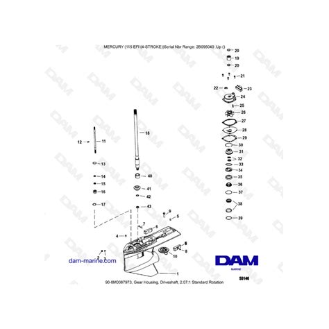 Mercury Efi Gear Housing Driveshaft Standard Rotation