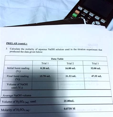 SOLVED Calculate The Molarity Of Aqueous NaOH Solution Used In The