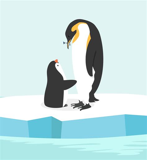 Penguin mom feeding her baby in the North Pole 1886630 Vector Art at ...