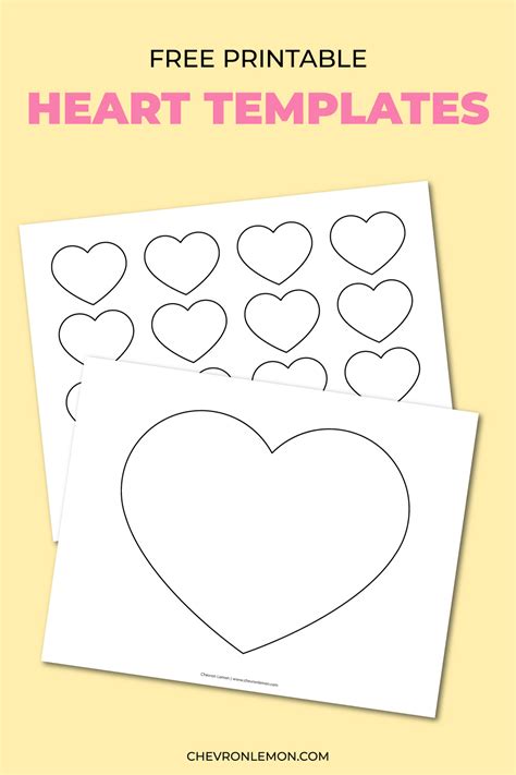 Printable Heart Templates In Different Sizes Chevron Lemon